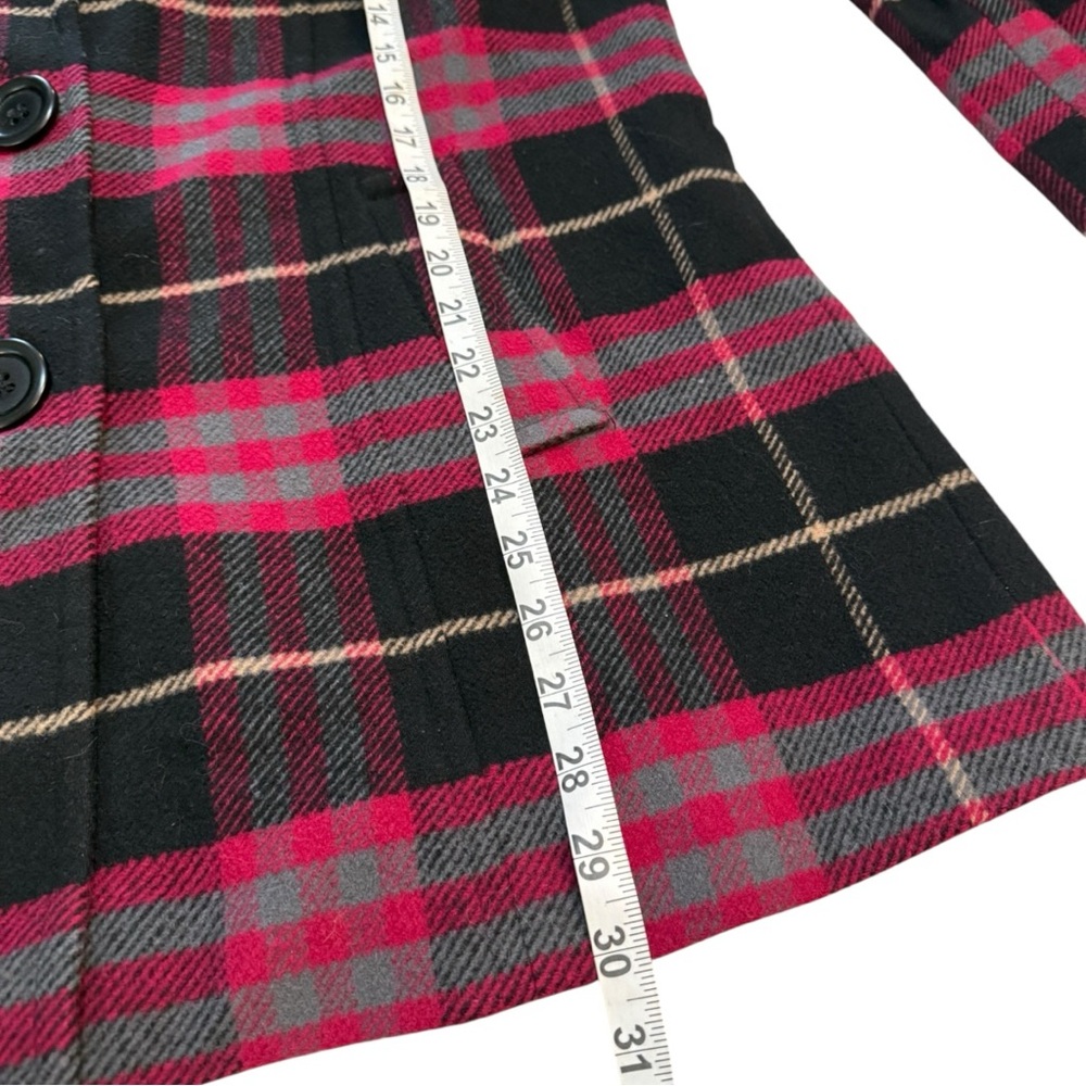 Chadwicks 90s Red & Black Plaid Checkered Wool Rayon Blend Coat - Picture 7 of 8